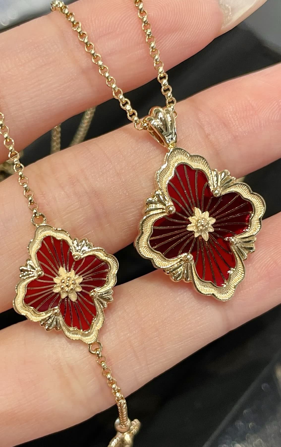 Buccellati Van Cleef & Arpels Alhambra Gold and Enamel Earrings